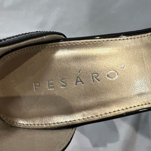 Pesaro Jessa black ankle strap cork wedges size 8 NWOB - Picture 4 of 5